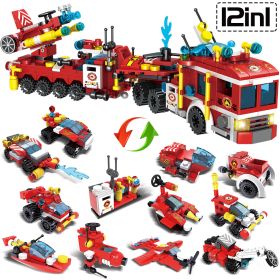 City Fire Brigade 12 And 1 Small Particle Assembling Blocks Children Puzzle Assembling Toys