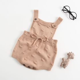 Baby knitted suspenders romper