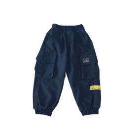 Autumn and Winter New Style Boys' Big Pocket Overalls, Children's Cotton Casual Pants Trendy