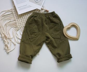 Children's Hanfan Twill Daddy Pants Two-Color Stitching Pocket Pants