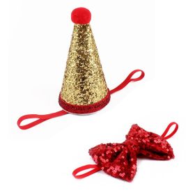 Pet Sequin Party Hat & Bow