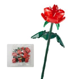 Valentine's Day Bouquet Building Blocks Home Furnishing Bonsai Plant Romantic Rose Flower Model