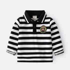 Spring and autumn striped long sleeve polo shirt