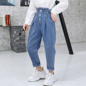 CUHK Korean Three-button Flower Bud Denim Trousers