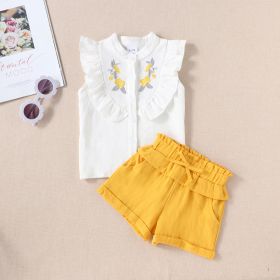 New Children's Summer New Sleeveless Embroidered Shirt Top Shorts Two-piece Set