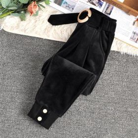 Girls' Corduroy Pants Autumn And Winter Clothes New Plus Cashmere