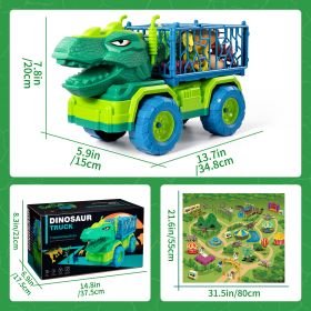 Dinosaur Truck Toys For Kids 3-5 Years; Tyrannosaurus Transport Car Carrier Truck With 8 Dino Figures; Activity Play Mat; Dinosaur Eggs; Capture Juras