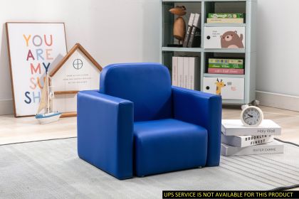 Blue Color 1pc Convertible Armchair/Table for Kids