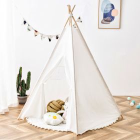 Kids Tent Natural Cotton Canvas Stable Framework Indoor Outdoor Safe Playing House Toys for Boy Girl