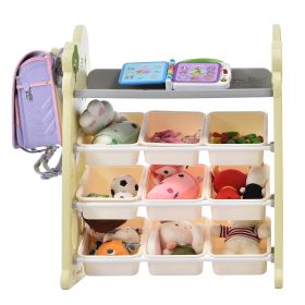 Kids Toy Storage Organizer with 9 Bins; Multi-functional Nursery Organizer Kids Furniture Set Toy Storage Cabinet Unit with HDPE Shelf and Bins for Pl