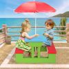 Kid Outdoor Picnic Table Set with Removable and Foldable Umbrella; Junior Activity Play Table with Bench; Multicolor