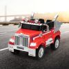 12V Kids Battery Electric Ride On Car Toy; Optimus Prime Truck with Remote Control; Transformers Die-Cast Vehicle W/ Music; Rear Loader; Red