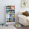 4 Tier Kids Bookshelf; Wall Storage Bookshelf Organizer for Playroom Kid's Room