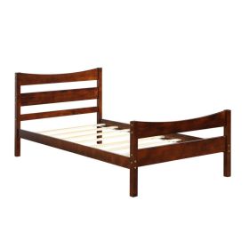 Twin Size Rustic Style Platform Bed Frame with Headboard and Footboard