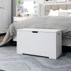 Kids Toy Box; Toy Storage Chest with 2 Safety Hinges; White Storage Box with Flip-Top Lid Open and Close Slowly