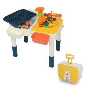 Kids Activity Table Set, Multi Activity Table Set with Storage Area, with 60PCS Large Building Blocks