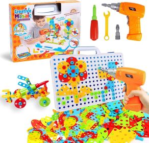 237 Pieces Creative Toy Drill Puzzle Set, STEM Learning Educational Toys, 3D Construction Engineering Building Blocks for Boys and Girls YJ