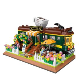 Building Blocks Train Coffee House Mini Decoration Assembly Toys