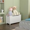 Kids Wooden Toy Box/Bench with Safety Hinged Lid for Ages 3+(White)