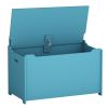 Kids Wooden Toy Box/Bench with Safety Hinged Lid (Teal)