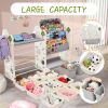 Kids Bookshelf Toy Storage Organizer with 12 Bins and 4 Bookshelves; Multi-functional Nursery Organizer Kids Furniture Set Toy Storage Cabinet Unit wi