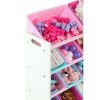 White/Pink Kids Toy Storage Box with 16 Plastic Buckets