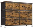 8 Drawer Dresser for Bedroom Fabric Dresser Chest of Closets Storage Units Organizer Tower Steel Frame Wooden Top Living Room (Rustic Brown)