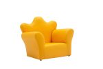 Beautiful Crown Shape 1pc Kids Chair with Ottoman Yellow Color