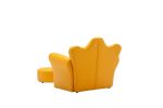 Beautiful Crown Shape 1pc Kids Chair with Ottoman Yellow Color