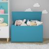 Kids Wooden Toy Box/Bench with Safety Hinged Lid (Teal)