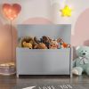 Kids Wooden Toy Box/Bench with Safety Hinged Lid for Ages 3+(Gray)