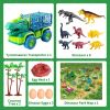 Dinosaur Truck Toys For Kids 3-5 Years; Tyrannosaurus Transport Car Carrier Truck With 8 Dino Figures; Activity Play Mat; Dinosaur Eggs; Capture Juras