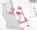 Bosonshop Kid's 3 in 1 Potty Training Toilet Seat with Adjustable Ladder, Pink