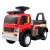 Kids Electric Ride on Fire Truck 6V Battery Powered Fire Fighting Truck with LED Lights; Music and Horn; Red+Black