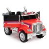 12V Kids Battery Electric Ride On Car Toy; Optimus Prime Truck with Remote Control; Transformers Die-Cast Vehicle W/ Music; Rear Loader; Red