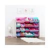 White/Pink Kids Toy Storage Box with 16 Plastic Buckets