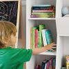 Children's bookcase; children's toy storage cabinet; toddler wide bookshelf; white finish