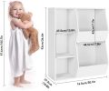 Children's bookcase; children's toy storage cabinet; toddler wide bookshelf; white finish