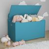 Kids Wooden Toy Box/Bench with Safety Hinged Lid (Teal)