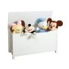 Kids Wooden Toy Box/Bench with Safety Hinged Lid for Ages 3+(White)