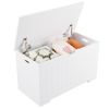 Kids Toy Box; Toy Storage Chest with 2 Safety Hinges; White Storage Box with Flip-Top Lid Open and Close Slowly