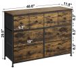 8 Drawer Dresser for Bedroom Fabric Dresser Chest of Closets Storage Units Organizer Tower Steel Frame Wooden Top Living Room (Rustic Brown)