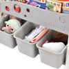 Kids Bookshelf Toy Storage Organizer with 12 Bins and 4 Bookshelves; Multi-functional Nursery Organizer Kids Furniture Set Toy Storage Cabinet Unit wi