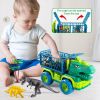 Dinosaur Truck Toys For Kids 3-5 Years; Tyrannosaurus Transport Car Carrier Truck With 8 Dino Figures; Activity Play Mat; Dinosaur Eggs; Capture Juras