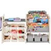 Kids Bookshelf Toy Storage Organizer with 12 Bins and 4 Bookshelves; Multi-functional Nursery Organizer Kids Furniture Set Toy Storage Cabinet Unit wi