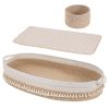 Baby Changing Basket; Handmade Woven Cotton Rope Moses Basket; Changing Table Topper with Mattress Pad(Beige&Brown)