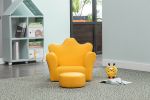 Beautiful Crown Shape 1pc Kids Chair with Ottoman Yellow Color