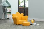 Beautiful Crown Shape 1pc Kids Chair with Ottoman Yellow Color