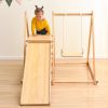 Wooden Swing and Slide Set Indoor Foldable Climbing Playground Playset for Kids; Wooden Climbing Toys with Rock Climb Ramp for Toddlers