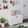 Kids Toy Box; Toy Storage Chest with 2 Safety Hinges; White Storage Box with Flip-Top Lid Open and Close Slowly